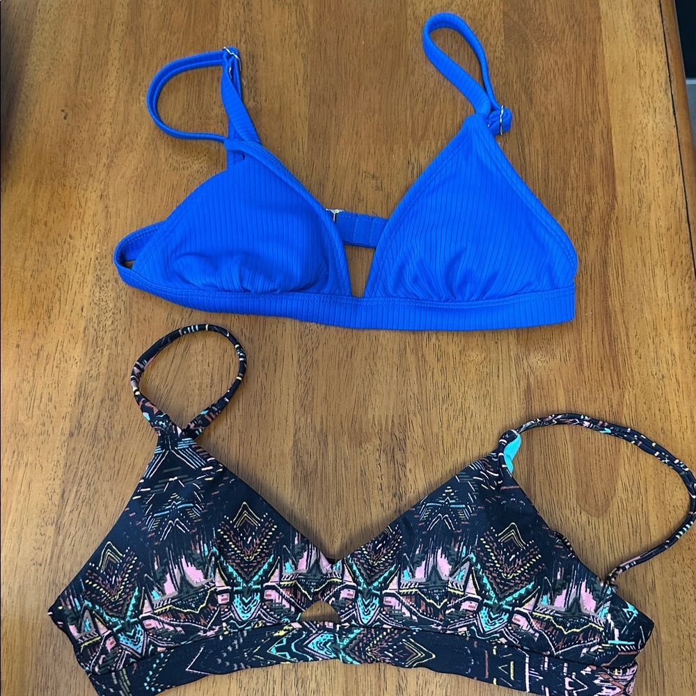 NOBO & Xhilaration bikini top bundle. Royal blue and black digital print. XS/S